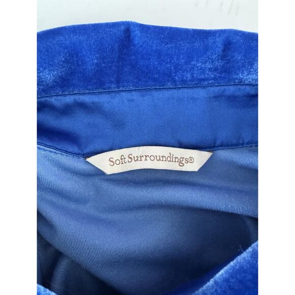 Soft Surroundings Blue Velvet Button Front Long Sleeve Tunic Top Size Medium - Picture 10 of 10